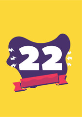 22years, months or days you choose (banner with red flag and yellow background with lightning and purple ink)
