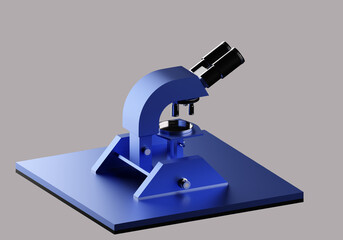 Laboratory microscope. Microscope for scientific research. Three-dimensional model of researcher's microscope. Concepts for sale of laboratory equipment. Multiple magnification device. 3d rendering.