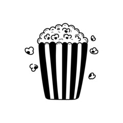 Popcorn vector illustration in cute hand-drawn style isolated on white background. Popcorn doodle