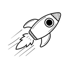 Rocket vector illustration in hand-drawn style isolated on white background. Rocket doodle