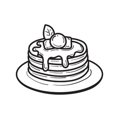 Pancake doodle illustration in hand-drawn style isolated on white background
