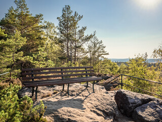 Lampertstein in der Sächsischen Schweiz - Felsplateau mit Bank