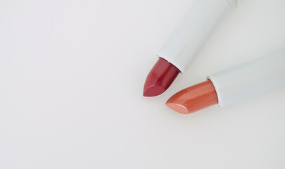 Lipsticks on the white background