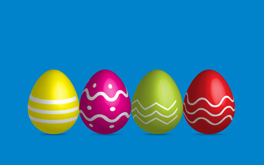 easter eggs on a blue background