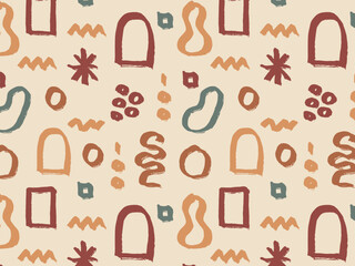 Abstract brush shapes set. Boho style elements.