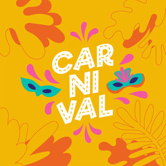 Fototapeta na wymiar Banner for fun carnival party. Confetti and balloons for carnaval, mardi gras, fesival, masquerade, parade.Template for design invitation, flyer poster, banners. Vector. Festive title.
