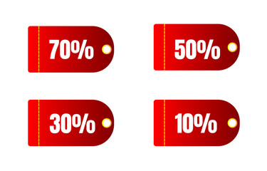 Set of collection sale banners, red discount labels and modern website special offers tag on white background, online sales promotion illustration vector.