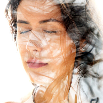 In the flow. Creative double exposure portrait