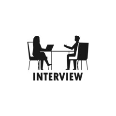 Job interview simple black vector silhouette illustration.