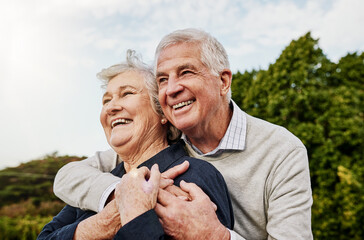 The retired years are the happy years. Shot of a happy senior couple spending time together outdoors. - Powered by Adobe