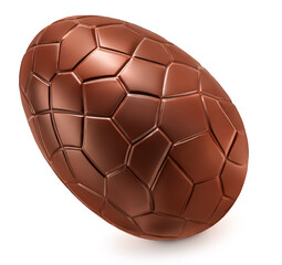 Chocolate Easter egg isolated on white background, close up. Sweet egg for holidays