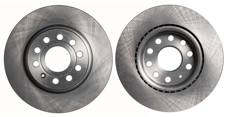 Car brake disc isolated on white background. Auto spare parts.