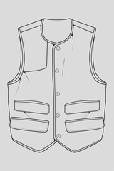 chest vest bag outline drawing vector, chest vest bag in a sketch style, trainers template outline, vector Illustration.
