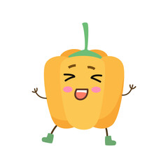 Cute cartoon bell pepper on white backgroung.