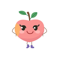 Cute cartoon peach on white backgroung.