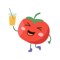 Cute cartoon tomato on white backgroung.