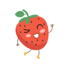 Cute cartoon strawberry on white backgroung.