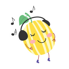 Cute cartoon melon on white backgroung.