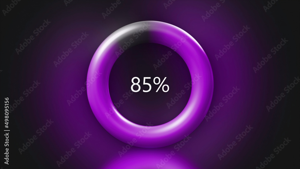 Poster ring with loading percent charge. motion. loading percentages of charging or process on device. back