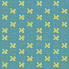 Pattern with flowers yellow on green background. Vector illustration
