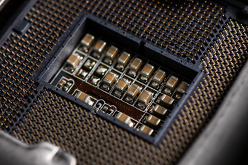 CPU connector, socket or slot connector, in the motherboard, designed to install a CPU in it
