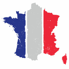France, European Country Distressed Map Flag