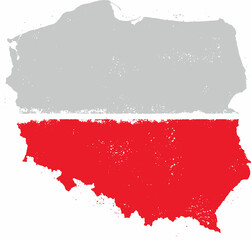 Poland European Country Distressed Map Flag