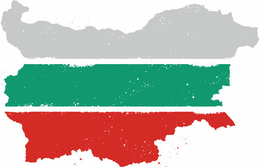 Bulgaria European Country Distressed Map Flag