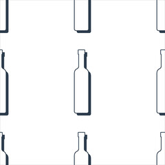 Vodka bottles seamless pattern. Line art style. Outline image. Black and white repeat template. Party drinks concept. Illustration on white background. Flat design style for any purposes