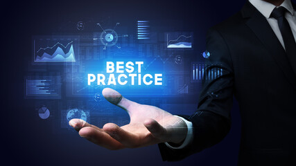 Hand of Businessman holding motivational message