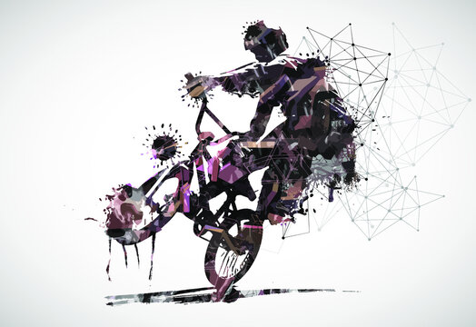BMX rider on the abstract background, sport vector