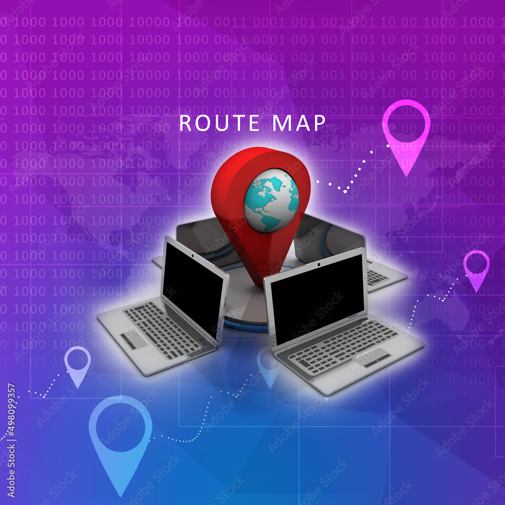 Poster 3d rendering computer network with navigation