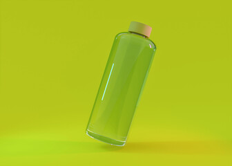 Colorful reusable, water bottles, isolated on background. 3D illustration