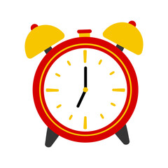 Flat Red Alarm Clock Icon Clipart Animated Cartoon Vector Illustration Design in White Background