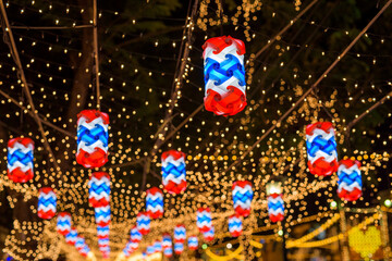 Thai flag bulb lamps and lights deocation in Bangkok