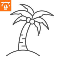 Palm tree line icon, outline style icon for web site or mobile app, palm and coconut , palm tree vector icon, simple vector illustration, vector graphics with editable strokes.
