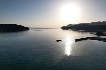 Fototapeta premium 夕焼け空撮