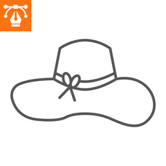 Sun hat line icon, outline style icon for web site or mobile app, accessory and clothing , beach hat vector icon, simple vector illustration, vector graphics with editable strokes.
