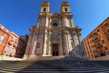 Facade of the Church of Sant'Anna in Cagliari, Sardinia, Italy