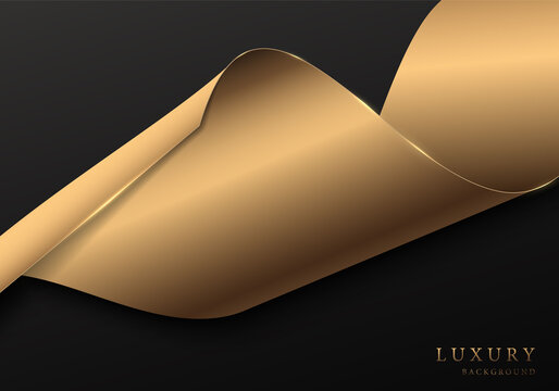 Abstract Gold Template Flying Silk Luxury Style Artwork.