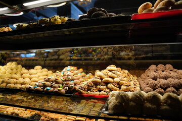 Colorful Small Sweet Cookies in the Bakery