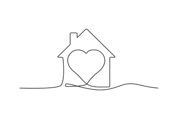 Continuous Thin Line Home Icon