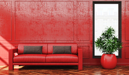 Illustration 3D rendering large luxury modern bright interiors Living room mockup computer digitally generated image