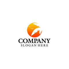 Sun and Palm Logo, Sunset and Palm Logo
