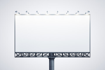 Obraz premium Blank white horizontal billboard isolated on light background, front view. Mockup, 3D Rendering