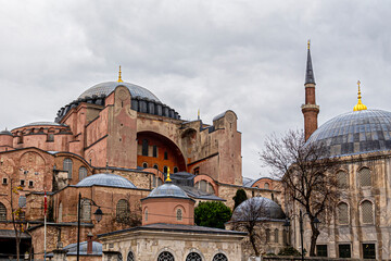 Fototapeta na wymiar Hagia Sophia in the historical center of modern Istanbul
