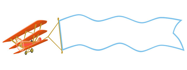 Airplane with banner with white background a vector illustration in retro style vintage