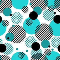 Poster Seamless vector pattern background with circles, stripes, dots. Abstract background with round radial elements. Green color © gingema