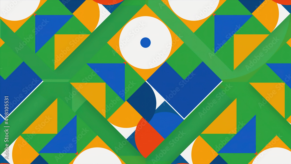 Poster geometric shapes in abstraction. motion. an abstraction in which different shapes change size and co