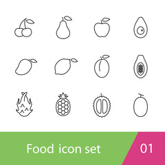 Fruit outline icon set design, vector illustration